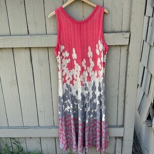 Nic + Zoe Knit Sleeveless Twirl Floral Dress Midi Length Bohemian Spring Vibes